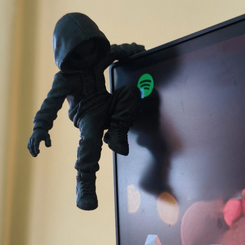 Gaming Accessories Bedroom - Kletter-Hoodie-Alien-Mini-Statue 3D-Druck Kletterfigur für Monitor-Dekoration, seltsame
