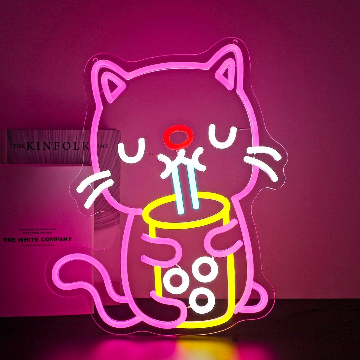 Katzen-Boba-Tee-Neonschild USB – Gaming Accessories Shop Bewertung und Preis