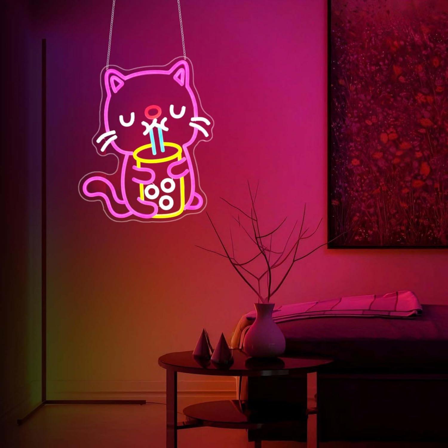Katzen-Boba-Tee-Neonschild USB – Gaming Accessories Shop Bewertung und Preis
