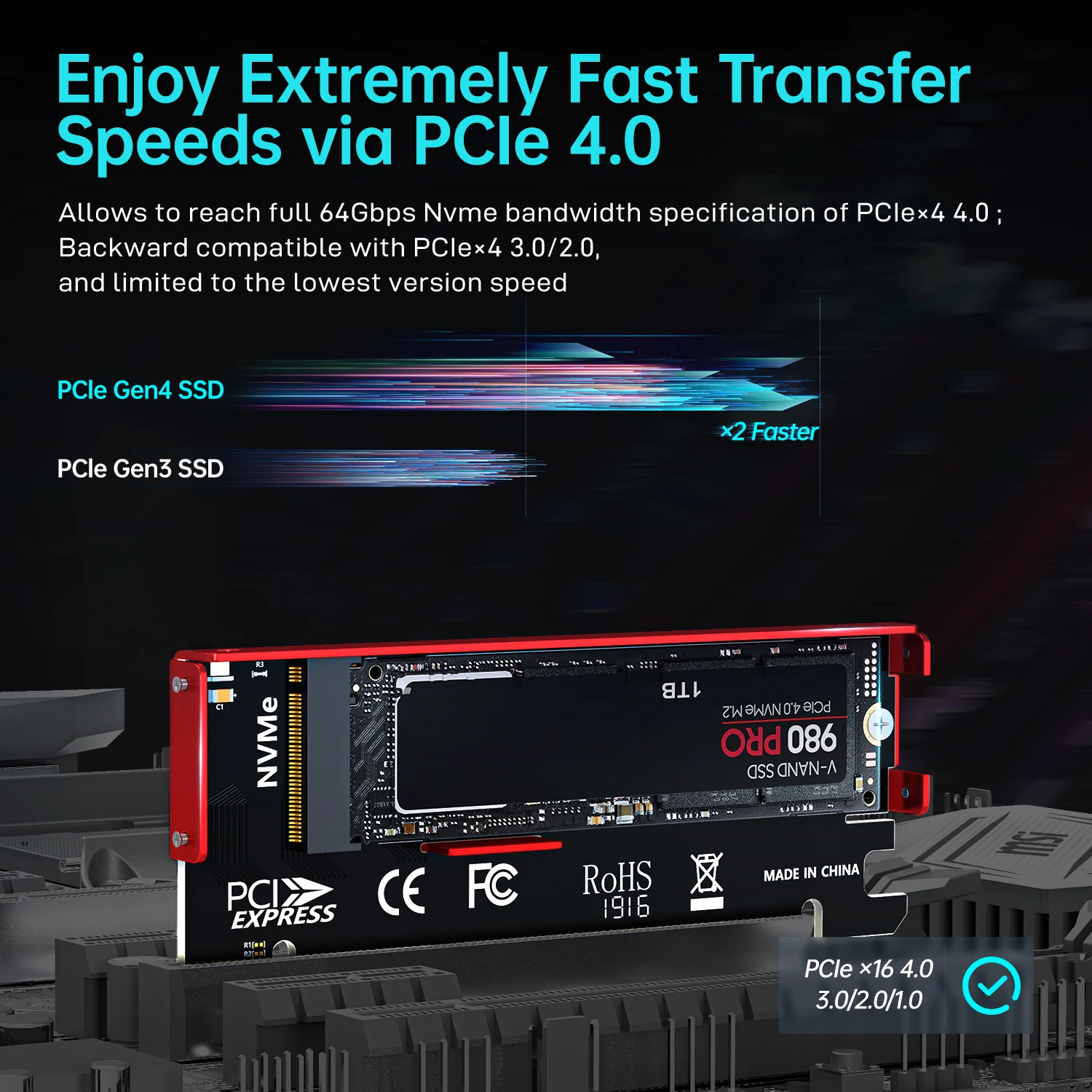 JEYI M.2 NVME zu PCIe 4.0 X16  – Samsung Ssd 980 Pro Bewertung und Preis